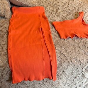 NWOT Lulus Orange Ribbed Women's Skirt